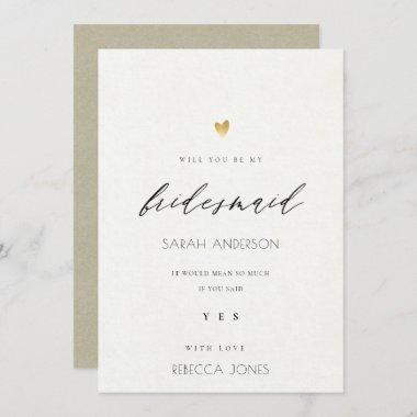 SIMPLE ELEGANT GOLD KRAFT TYPOGRAPHY BRIDESMAID Invitations