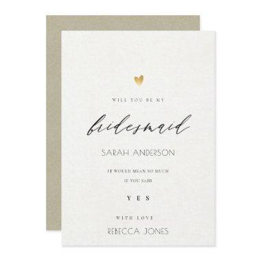 SIMPLE ELEGANT GOLD KRAFT TYPOGRAPHY BRIDESMAID Invitations