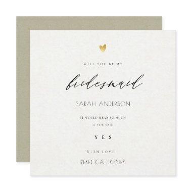 SIMPLE ELEGANT GOLD KRAFT TYPOGRAPHY bridesmaid Invitations