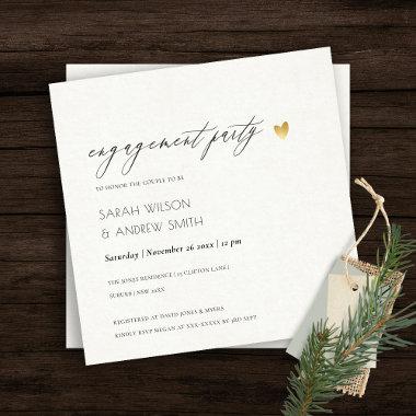 SIMPLE ELEGANT GOLD KRAFT TYPOGRAPHY Engagement Invitations