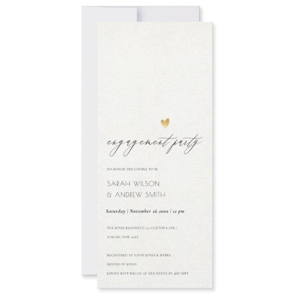 SIMPLE ELEGANT GOLD KRAFT TYPOGRAPHY Engagement Invitations