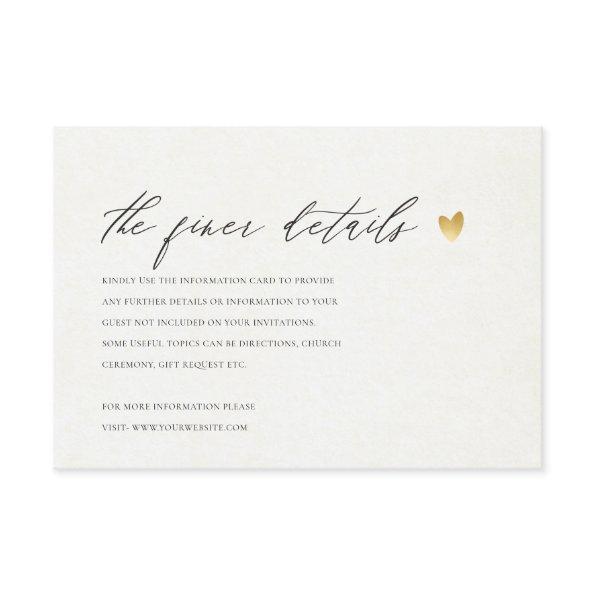 SIMPLE ELEGANT GOLD KRAFT TYPOGRAPHY INFORMATION ENCLOSURE Invitations