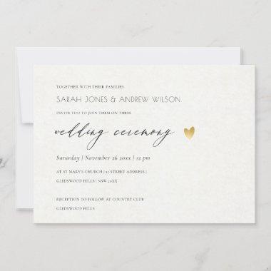 SIMPLE ELEGANT GOLD KRAFT TYPOGRAPHY WEDDING Invitations