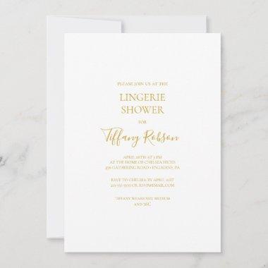 Simple Elegant Gold Lingerie Shower Invitations