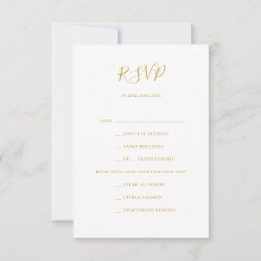 Simple Elegant Gold Menu Choice RSVP Card