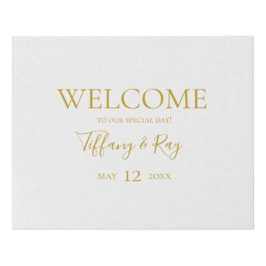 Simple Elegant Gold Welcome Faux Canvas Print