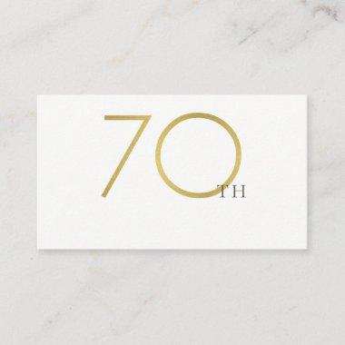 SIMPLE ELEGANT GOLD WHITE TYPOGRAPHY 70 BIRTHDAY PLACE Invitations