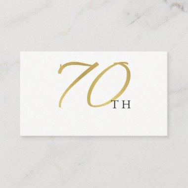 SIMPLE ELEGANT GOLD WHITE TYPOGRAPHY 70 BIRTHDAY PLACE Invitations