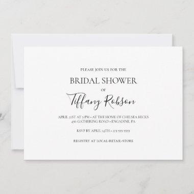 Simple Elegant Horizontal Bridal Shower Invitations