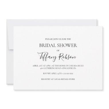 Simple Elegant Horizontal Bridal Shower Invitations