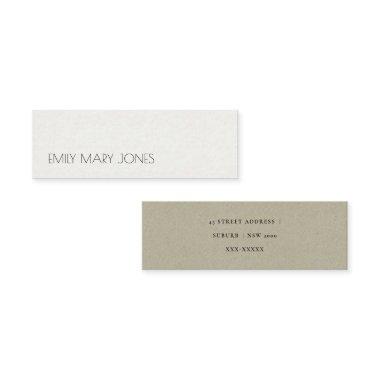 SIMPLE ELEGANT KRAFT GREY TYPOGRAPHY ADDRESS MINI BUSINESS Invitations