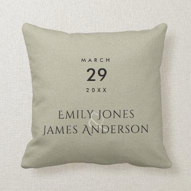 SIMPLE ELEGANT KRAFT GREY TYPOGRAPHY SAVE THE DATE THROW PILLOW