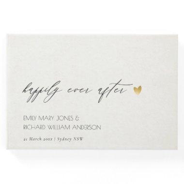 SIMPLE ELEGANT KRAFT TYPOGRAPHY HAPPILY EVER AFTER GUEST BOOK