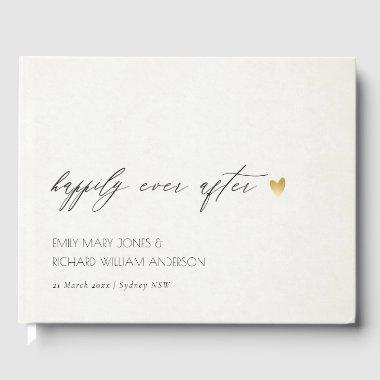 SIMPLE ELEGANT KRAFT TYPOGRAPHY HAPPILY EVER AFTER GUEST BOOK
