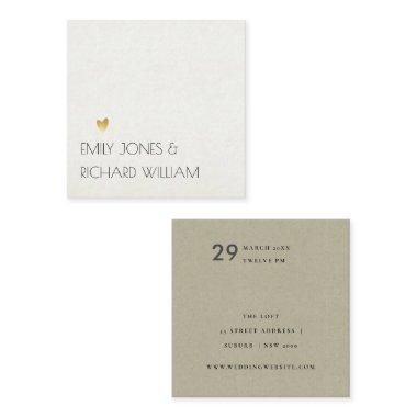 SIMPLE ELEGANT KRAFT WHITE TYPOGRAPHY WEDDING SQUARE BUSINESS Invitations