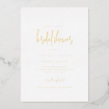 Simple Elegant Minimalist Bridal Shower Gold Foil Invitations