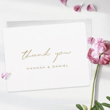 Simple Elegant Modern Custom Script Gold Wedding Thank You