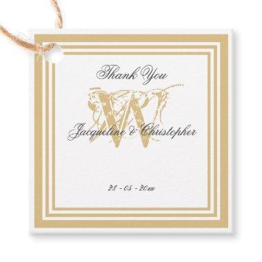 Simple Elegant Modern Monogram Thank You Favor Tags