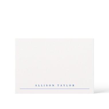 Simple Elegant Navy Blue Custom Name Note Invitations