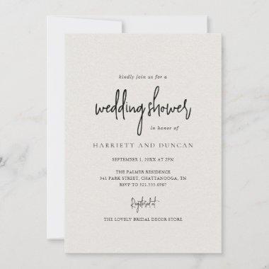 Simple Elegant Neutral Beige Wedding Shower Invitations