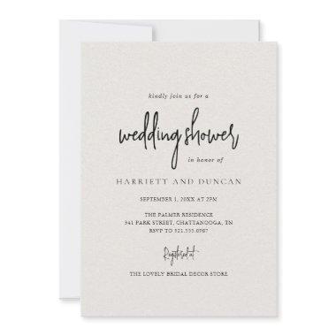 Simple Elegant Neutral Beige Wedding Shower Invitations