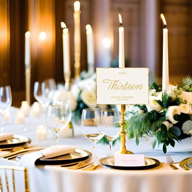 Simple Elegant Off-White Luxe Gold Edge Table Number