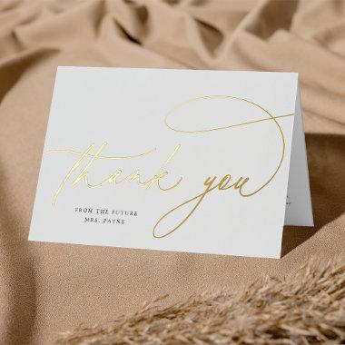 Simple Elegant Personalized Photo Thank You Foil Greeting Invitations