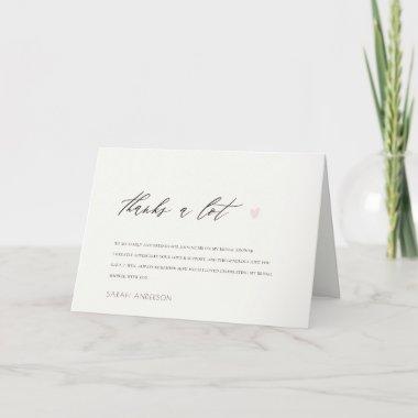 Simple Elegant Pink Heart Typography Bridal Shower Thank You Invitations