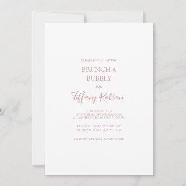 Simple Elegant Rose Gold Brunch and Bubbly Shower Invitations