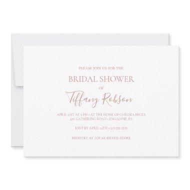 Simple Elegant Rose Gold Horizontal Bridal Shower Invitations