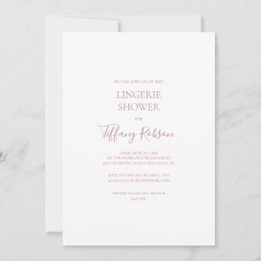 Simple Elegant Rose Gold Lingerie Shower Invitations