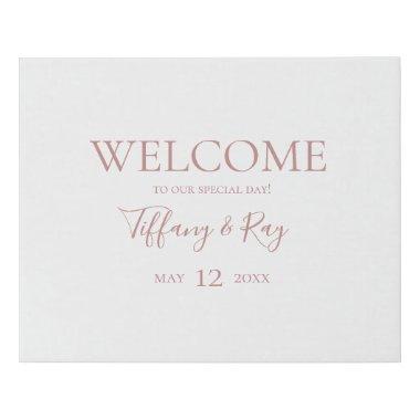 Simple Elegant Rose Gold Welcome Faux Canvas Print