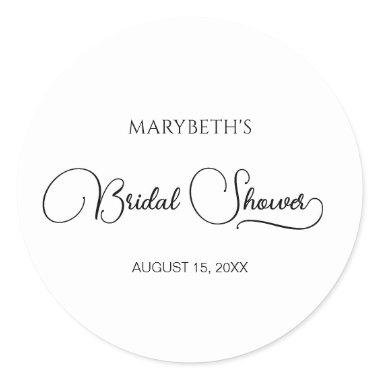 Simple Elegant Script Bridal Shower Classic Round Sticker