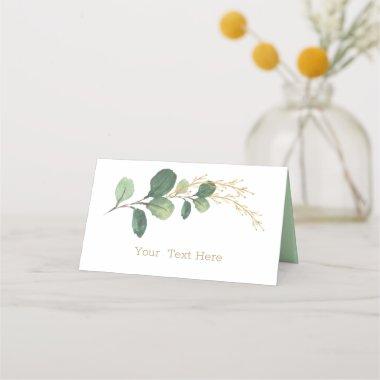Simple + Elegant Watercolor Green Gold Greenery Place