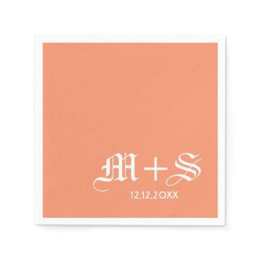 Simple Elegant Wedding Monograms Orange Paper Napkins