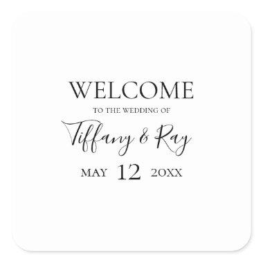 Simple Elegant Wedding Welcome Square Sticker