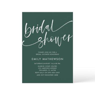 Simple Emerald Green & White Bridal Shower Invitations