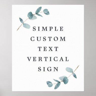 Simple Eucalyptus Branches Custom Text 20x24 Sign