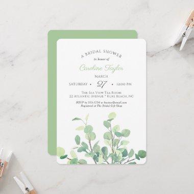 Simple Eucalyptus Branches Greenery Bridal Shower Invitations