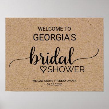 Simple Faux Kraft Bridal Shower Welcome Poster