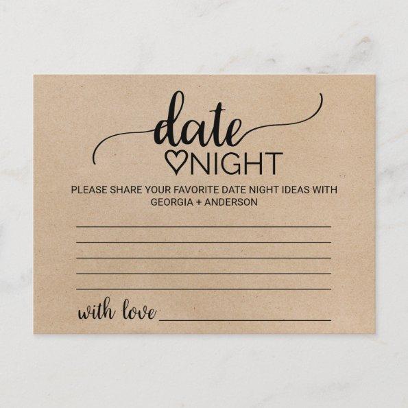 Simple Faux Kraft Calligraphy Date Night Idea Invitations