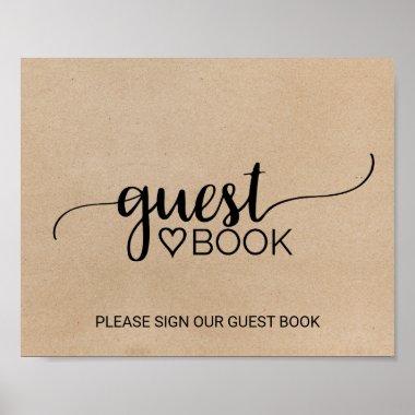 Simple Faux Kraft Calligraphy Guest Book Sign