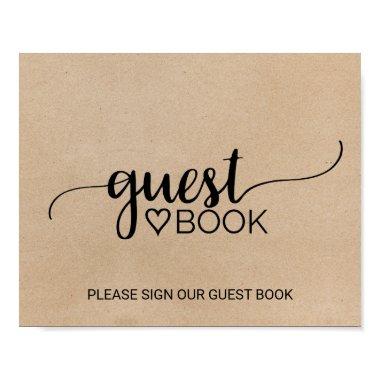 Simple Faux Kraft Calligraphy Guest Book Sign