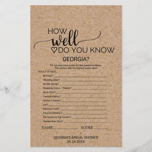 Simple Faux Kraft Do You Know The Bride Game