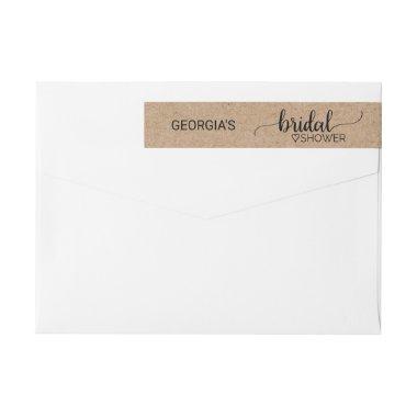 Simple Faux Kraft Modern Calligraphy Bridal Shower Wrap Around Label