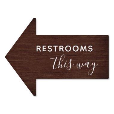 Simple Faux Wood Arrow Wedding Restroom Sign