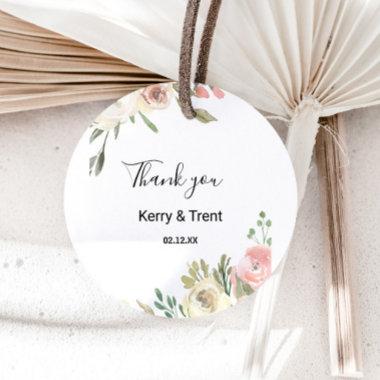Simple Floral and Greenery Thank You Favor Classic Round Sticker