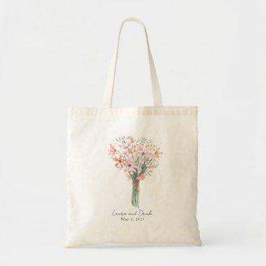 Simple Floral Bouquet Wedding Party Totebag Tote Bag