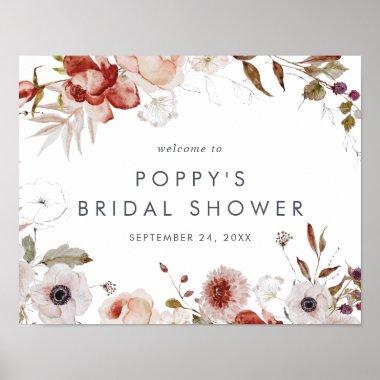 Simple Floral Bridal Shower Welcome Poster