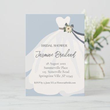 Simple Floral Bride Gown Bridal Shower Invitations